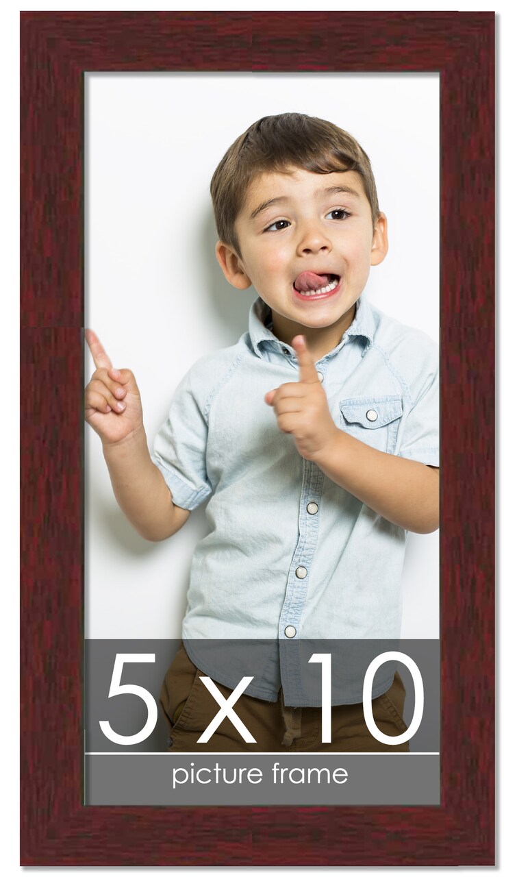 5x10 Solid Wood Picture Frame with UV-Resistant Acrylic & Acid-Free Backing, Available in 6 Finishes: Matte Black, Matte White, Metallic Bronze, Silver, Natural Wood Grain & Mahogany